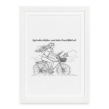 Fahrradträume im Wind - Gerahmtes Poster (27 × 37 cm) - Weiß - Vorne