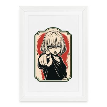 Affiche rétro de l’héroïne pointante - Affiche encadrée (27 × 37 cm) - blanc - Devant