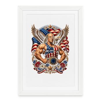Superhero Ben Franklin – Funny 4th of July - Framed poster (27 × 37 cm) - white - Front