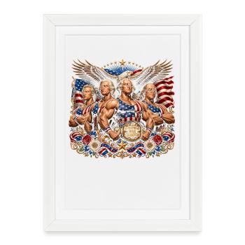 Funny 4th of July Superhero Founding Fathers - Framed poster (27 × 37 cm) - white - Front