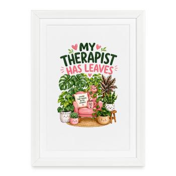 Mon thérapeute a un foyer chaleureux avec - Affiche encadrée (27 × 37 cm) - blanc - Devant