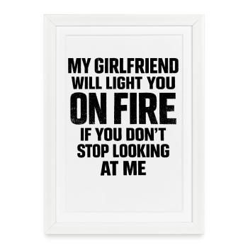 Humour Couple Copine Jalouse Drôle Cadeau - Affiche encadrée (27 × 37 cm) - blanc - Devant