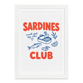 Conception du Club de Sardines - Sardines Fishing Fish - Affiche encadrée (27 × 37 cm) - blanc - Devant