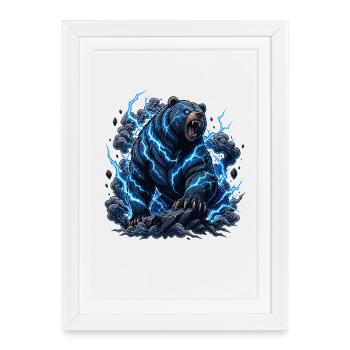 Ours Foudre dans l’Orage - Affiche encadrée (27 × 37 cm) - blanc - Devant