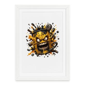Aggressive Oil Canister Steampunk - Framed poster (27 × 37 cm) - white - Front