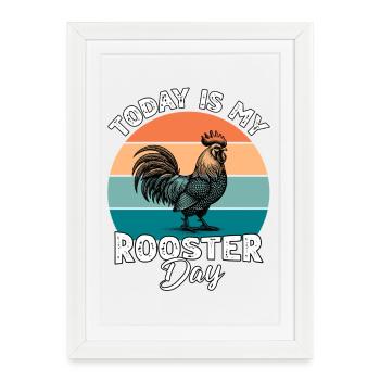 Coq Hahn - Affiche encadrée (27 × 37 cm) - blanc - Devant