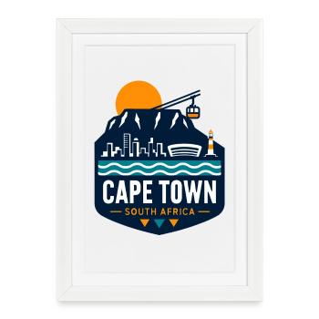 Cape Town Skyline Coastal Cable Car - Framed poster (27 × 37 cm) - white - Front