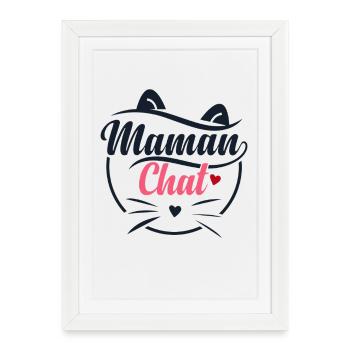 Maman Chat Visage Mignon - Affiche encadrée (27 × 37 cm) - blanc - Devant