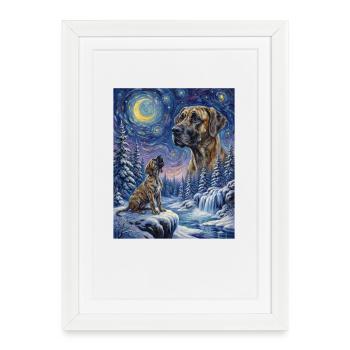 Howling to the Moon Meme Dog Great Dane - Framed poster (27 × 37 cm) - white - Front