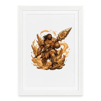 Barbare du Désert avec Lance Tonnerre - Affiche encadrée (27 × 37 cm) - blanc - Devant