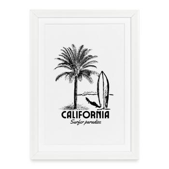 Palmier du Paradis de la Surf de Californie - Affiche encadrée (27 × 37 cm) - blanc - Devant