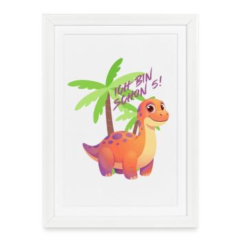 Dino - j’ai déjà 5 ans ! - Affiche encadrée (27 × 37 cm) - blanc - Devant