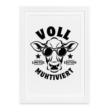 Fully mooted cow with sunglasses - Framed poster (27 × 37 cm) - white - Front