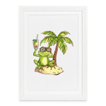 Vacances d’été de la grenouille - Affiche encadrée (27 × 37 cm) - blanc - Devant