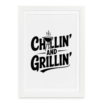 Chillin' and Grillin' - Affiche encadrée (27 × 37 cm) - blanc - Devant