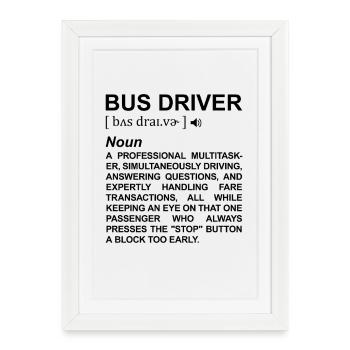 Explication des termes par le chauffeur de bus - Affiche encadrée (27 × 37 cm) - blanc - Devant