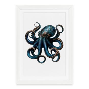Pieuvre Pieuvre Pieuvre Calamar Mer Pieuvre mignonne - Affiche encadrée (27 × 37 cm) - blanc - Devant