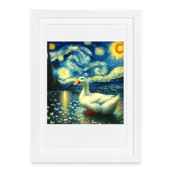 Nuit étoilée du canard laqué de Pékin - Affiche encadrée (27 × 37 cm) - blanc - Devant