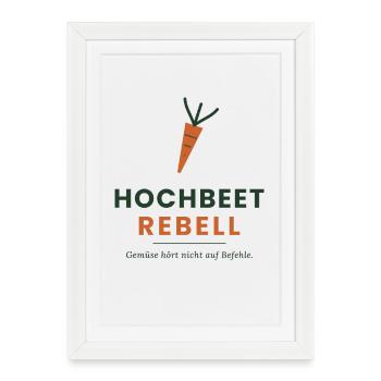 Hochbeet-Rebell – Gemüse hört nicht auf Befehle - Gerahmtes Poster (27 × 37 cm) - Weiß - Vorne