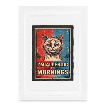 Chat, je suis allergique à Morgende - Affiche encadrée (27 × 37 cm) - blanc - Devant