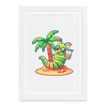 Vacances d’été de Wurm - Affiche encadrée (27 × 37 cm) - blanc - Devant