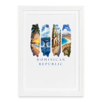 Voyage de vacances Dom Rep – Plage et culture des Caraïbes - Affiche encadrée (27 × 37 cm) - blanc - Devant