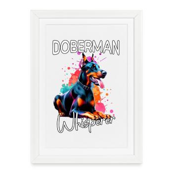 Doberman Whisperer - Framed poster (27 × 37 cm) - white - Front
