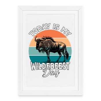 Gnu Wildebeest - Framed poster (27 × 37 cm) - white - Front