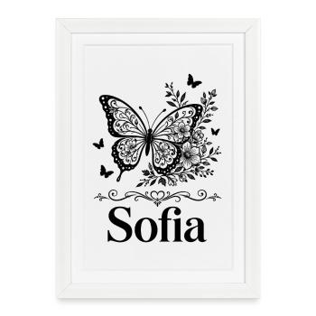 Sofia First Name Butterfly Flowers Gift - Framed poster (27 × 37 cm) - white - Front