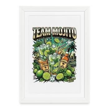 Barman de cocktails Mojito pour enterrement de vie de garçon - Affiche encadrée (27 × 37 cm) - blanc - Devant