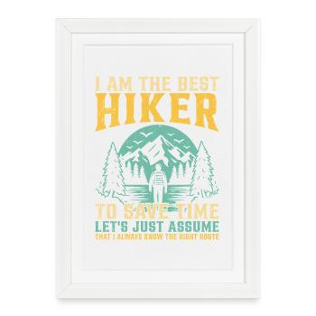Expressions drôles de randonnée Mountain Lover Mountain Ranker - Affiche encadrée (27 × 37 cm) - blanc - Devant