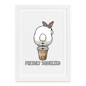 Cute Bunny Funny Boba Bubble Tea - Framed poster (27 × 37 cm) - white - Front