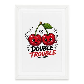 Double Trouble Funny Cherries for Best - Framed poster (27 × 37 cm) - white - Front