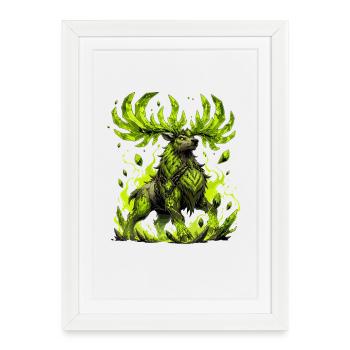 Cerf en cristal néon - Affiche encadrée (27 × 37 cm) - blanc - Devant