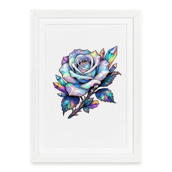 Holographic Rainbow Rose Crystal - Framed poster (27 × 37 cm) - white - Front