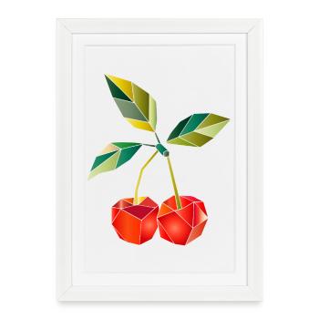 Geometric Cherries Illustration - Framed poster (27 × 37 cm) - white - Front