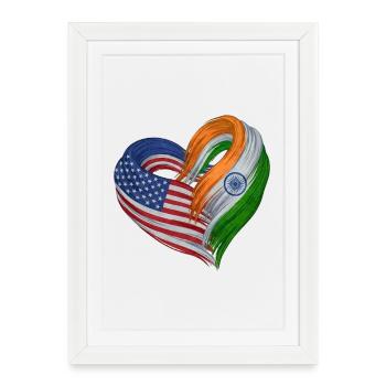 Heart of the USA and India - Framed poster (27 × 37 cm) - white - Front