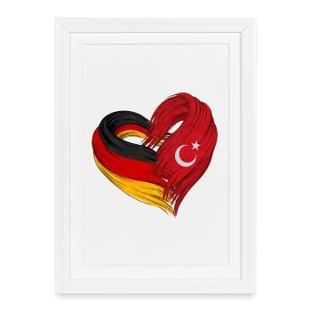 Cœur de l’Allemagne et de la Turquie - Affiche encadrée (27 × 37 cm) - blanc - Devant