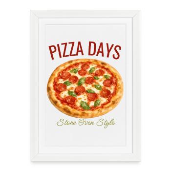 Journées pizza – Profitez de la pizza au four en pierre - Affiche encadrée (27 × 37 cm) - blanc - Devant