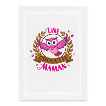Une Chouette Maman Cadeau Fête des Mères - Affiche encadrée (27 × 37 cm) - blanc - Devant