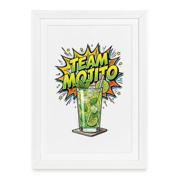 Barman de cocktails Mojito pour enterrement de vie de garçon - Affiche encadrée (27 × 37 cm) - blanc - Devant