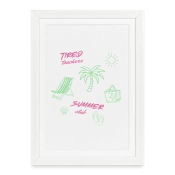 "Tired Teachers Summer Club" Beach Vacation Design - Framed poster (27 × 37 cm) - white - Front