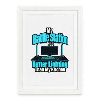 Station de combat de gamer drôle Meilleur éclairage que ki - Affiche encadrée (27 × 37 cm) - blanc - Devant