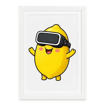 Lemon Sweet Cartoon Gamer Comic - Affiche encadrée (27 × 37 cm) - blanc - Devant