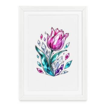 Crystal Tulip Blossom Diamond Flower - Framed poster (27 × 37 cm) - white - Front