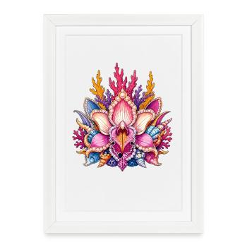 Splendeur colorée de corail en floraisons marines - Affiche encadrée (27 × 37 cm) - blanc - Devant