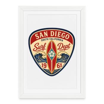 Écusson de surf de San Diego 1961 - Affiche encadrée (27 × 37 cm) - blanc - Devant