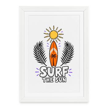 Surf the Sun – Été, soleil et planche de surf - Affiche encadrée (27 × 37 cm) - blanc - Devant