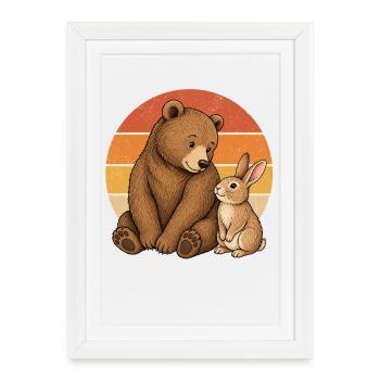 Ours et Lapin - Affiche encadrée (27 × 37 cm) - blanc - Devant
