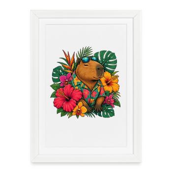 Hawaiian Bear with Hibiscus - Framed poster (27 × 37 cm) - white - Front